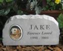 This pet monument was made to honor a special furry friend/family member. Ask about our different options for pet monuments. 